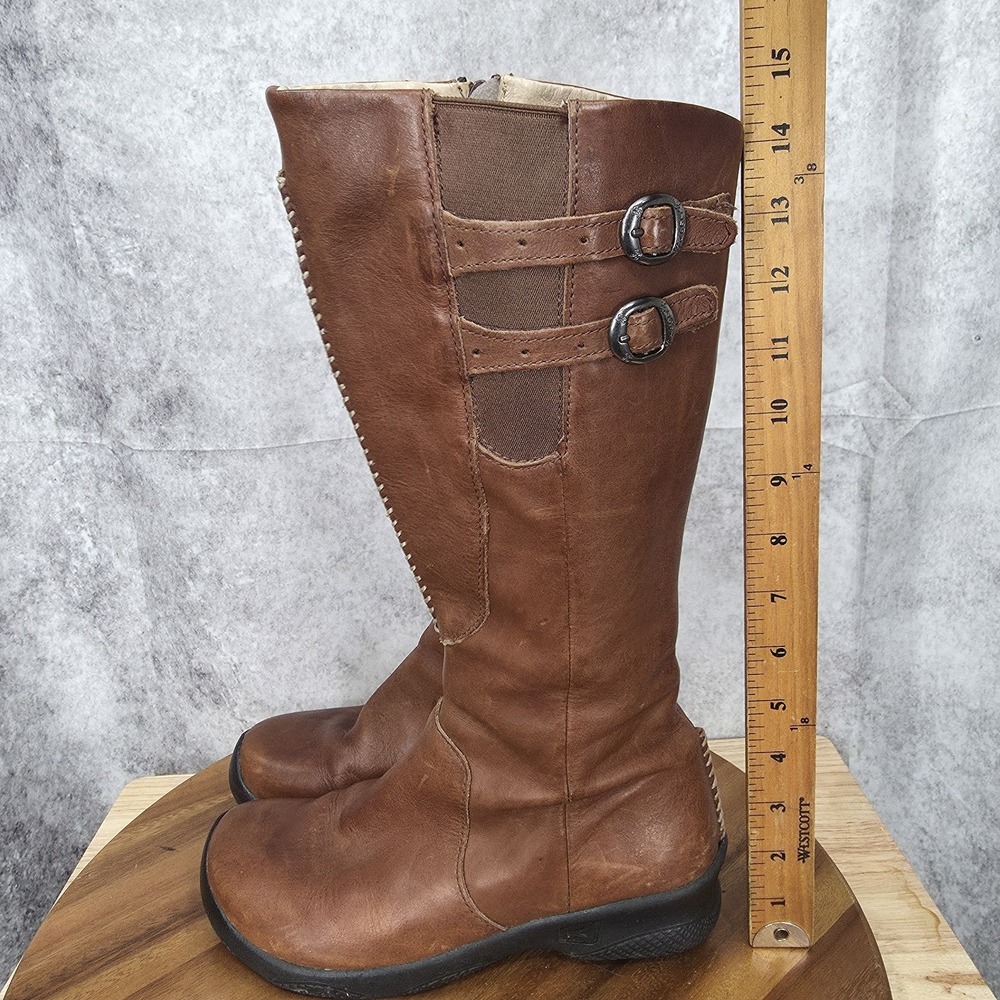 Keen Riding Boots Womens 6.5 Bern Baby Bern Brown Leather Knee High Wedge - Picture 7 of 14